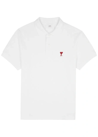 Ami Alexandre Mattiussi Ami Paris Men Cotton Polo Shirt With Iconic Embroidery In White