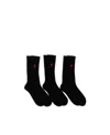Ami Alexandre Mattiussi Ami Paris Logo Embroidered Ribbed 3-pack Socks In Black