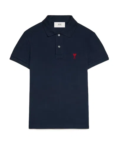 Ami Alexandre Mattiussi Ami Paris Ami Paris De Coeur Cotton Polo Shirt In Blue