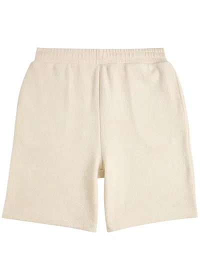 Ami Alexandre Mattiussi Ami Paris Logo-embroidered Towelling Cotton-blend Shorts In Neutral