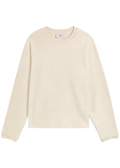 Ami Alexandre Mattiussi Ami Paris Logo-embroidered Towelling Cotton-blend Sweatshirt In Black