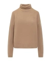 Ami Alexandre Mattiussi Ami Paris Logo Embroidered Turtleneck Jumper In Nude