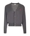 Ami Alexandre Mattiussi Extrafine Merino Wool Cardigan In Black