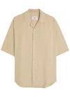 Ami Alexandre Mattiussi Ami Paris Logo-embroidered Woven Shirt In Brown