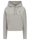Ami Alexandre Mattiussi Embroidered Logo Hoodie With Drawstring Hood In Gray
