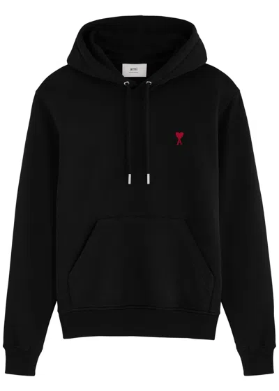 AMI ALEXANDRE MATTIUSSI AMI PARIS LOGO HOODED STRETCH-COTTON SWEATSHIRT