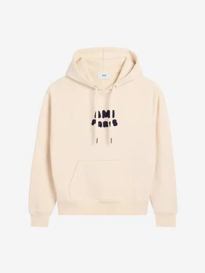 Ami Alexandre Mattiussi Ami Paris Logo Cotton Hoodie In Neutral