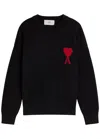 Ami Alexandre Mattiussi Ami Paris Black Wool Ami De Coeur Cardigan Men In Black