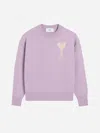 Ami Alexandre Mattiussi Ami Paris Logo Knit Sweater In Lilaecru