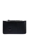 Ami Alexandre Mattiussi Ami Paris Logo Leather Cardholder In Black