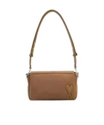 Ami Alexandre Mattiussi Ami Paris Logo Patch Box Marcel Shoulder Bag In Brown