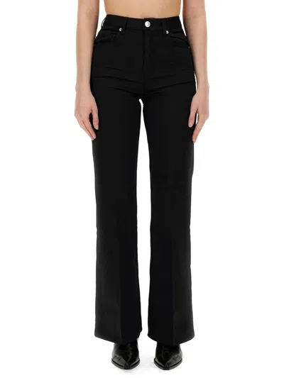 Ami Alexandre Mattiussi Ami Paris Logo Patch Flared Jeans In Black