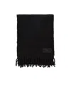 Ami Alexandre Mattiussi Ami Paris Logo Patch Fringed Edge Scarf In Black