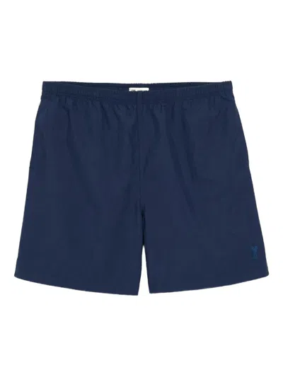 Ami Alexandre Mattiussi Ami Paris Logo Plain Swim Shorts In Blue