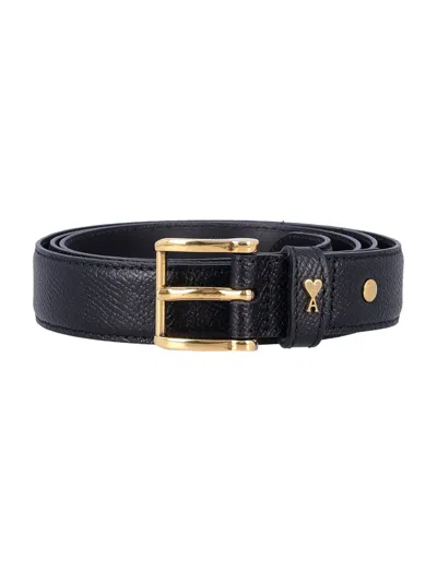 Ami Alexandre Mattiussi Ami Paris Logo Plaque Belt In Black