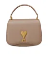 Ami Alexandre Mattiussi Ami Paris Logo Plaque Foldover Top Shoulder Bag In Nude