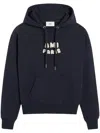 Ami Alexandre Mattiussi Navy Cotton Hoodie With Ami Paris Patch Blue In Bleu Marine