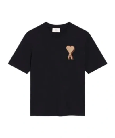 Ami Alexandre Mattiussi Ami Paris Logo Printed Crewneck T-shirt In Black