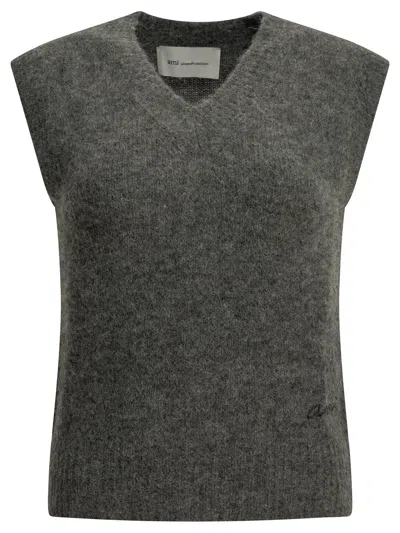 Ami Alexandre Mattiussi Ami Paris Logo Vest In Gray