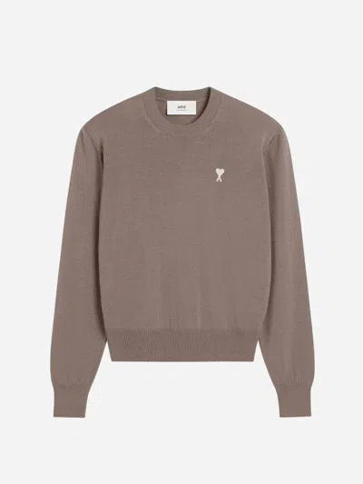 Ami Alexandre Mattiussi Ami Paris Logo Wool Sweater In Neutral