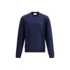 Ami Alexandre Mattiussi Ami Paris Logo-embroidered Cotton Sweatshirt In Blue