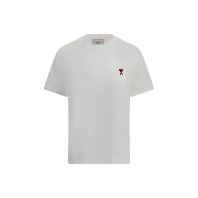 Ami Alexandre Mattiussi Ami Paris Logo-embroidered Cotton T-shirt In White