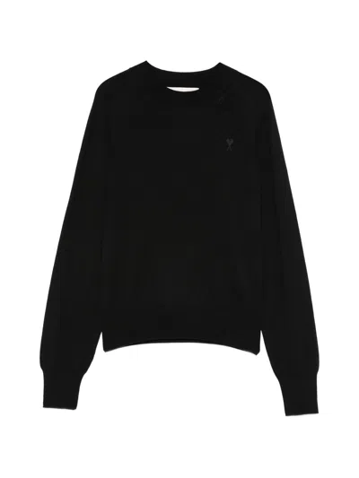 Ami Alexandre Mattiussi Ami Paris Logo-embroidered Sweater In Black