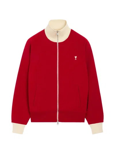 Ami Alexandre Mattiussi Ami Paris Logo-embroidered Sweatshirt In Red