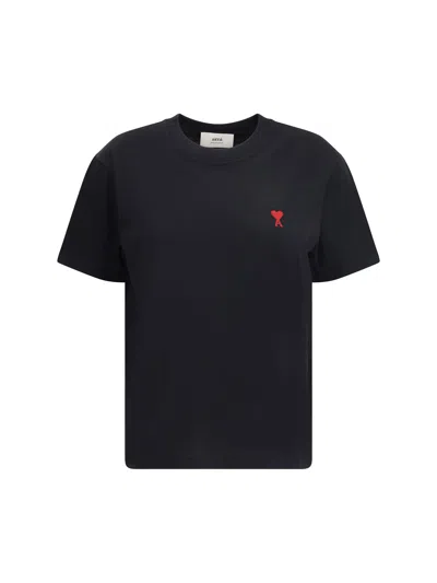 Ami Alexandre Mattiussi Ami Paris Logo-embroidered T-shirt In Black