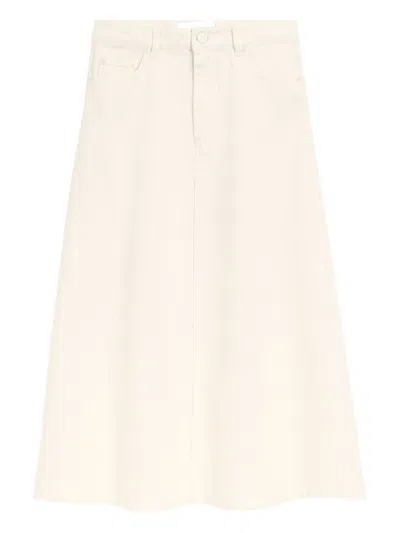 Ami Alexandre Mattiussi Ami Paris Long Cotton Skirt With Low Waist Design In Neutral