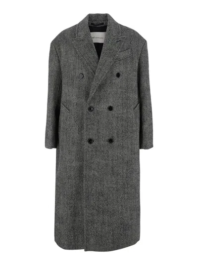 Ami Alexandre Mattiussi Ami Paris Long Double-breasted Wool Jacket With Classic Collar And Pockets In Multi