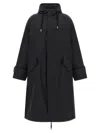 Ami Alexandre Mattiussi Long Grey Polyamide Jacket With Adjustable Hood And Flap Pockets In Gray