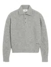 Ami Alexandre Mattiussi Light Grey Knit Sweater With Polo Collar And Three-button Placket In Gray