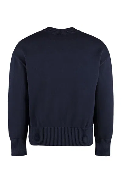 Ami Alexandre Mattiussi Ami Paris Long Sleeve Crew-neck Sweater In Blue