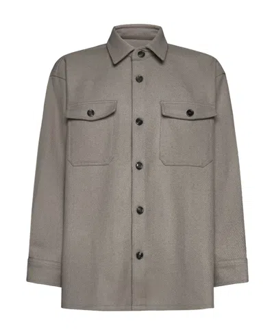Ami Alexandre Mattiussi Ami Paris Long-sleeved Buttoned Shirt In Gray