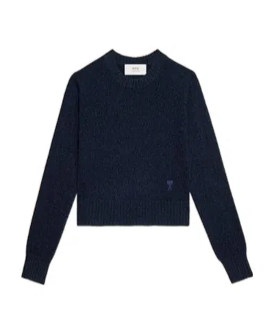Ami Alexandre Mattiussi Ami Paris Long-sleeved Crewneck Knitted Jumper In Black