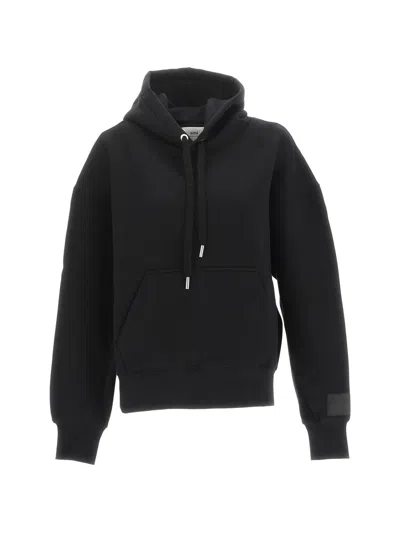 Ami Alexandre Mattiussi Ami Paris Long-sleeved Drawstring Hoodie In Black