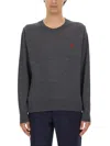 Ami Alexandre Mattiussi Man Sweater Lead Size Xxl Merino Wool In Grey