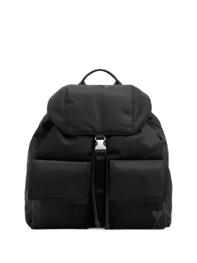 Ami Alexandre Mattiussi Ami Paris Marcel Nylon Backpack In Black