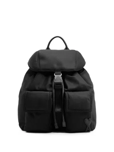 Ami Alexandre Mattiussi Ami Paris Marcel Small Nylon Backpack In Black