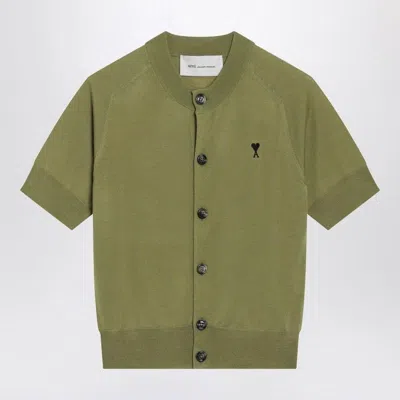 Ami Alexandre Mattiussi Ami Paris Matcha Green Ami De Coeur Wool Cardigan