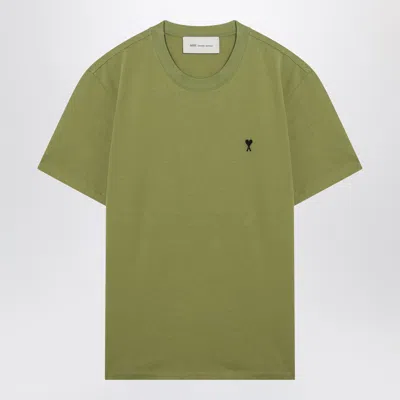 Ami Alexandre Mattiussi Ami Paris Matcha Green Cotton Ami De Coeur T-shirt In Gray