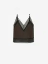 Ami Alexandre Mattiussi Top With Thin Straps Brown In Transparency Effect With Organza Inserts