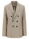 Ami Alexandre Mattiussi Beige Wool Back Slit Double Breasted Jacket Beige
