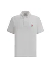 Ami Alexandre Mattiussi White Logo Embroidery Polo Shirt In Gray