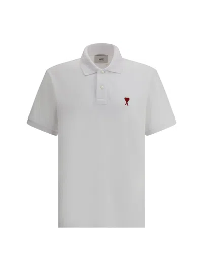 Ami Alexandre Mattiussi Ami Paris Men Cotton Polo Shirt With Iconic Embroidery In White