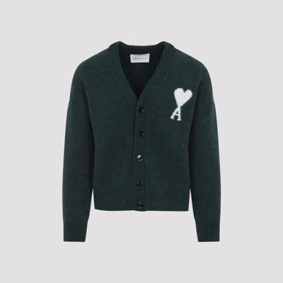 Ami Alexandre Mattiussi Ami Paris Men's Alpaca Cardigan Sweater In Green