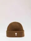 Ami Alexandre Mattiussi Brown Alpaca Striped Ami De Coeur Beanie Brown In Brown