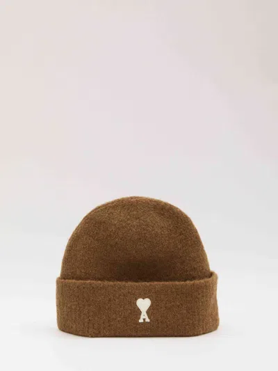 Ami Alexandre Mattiussi Ami Paris Men Ami De Coeur Beanie In Brown
