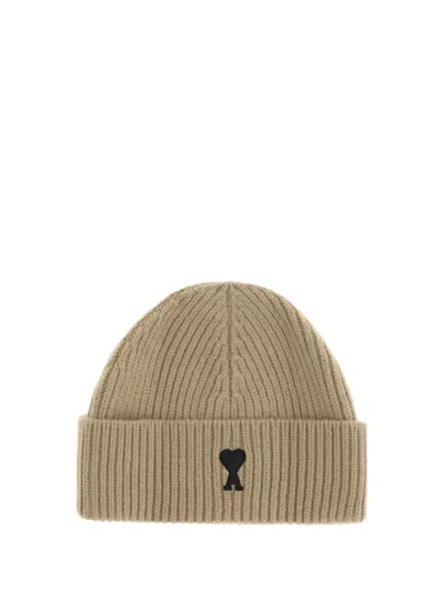 Ami Alexandre Mattiussi Ami Paris Men Ami De Coeur Beanie Hat In Brown
